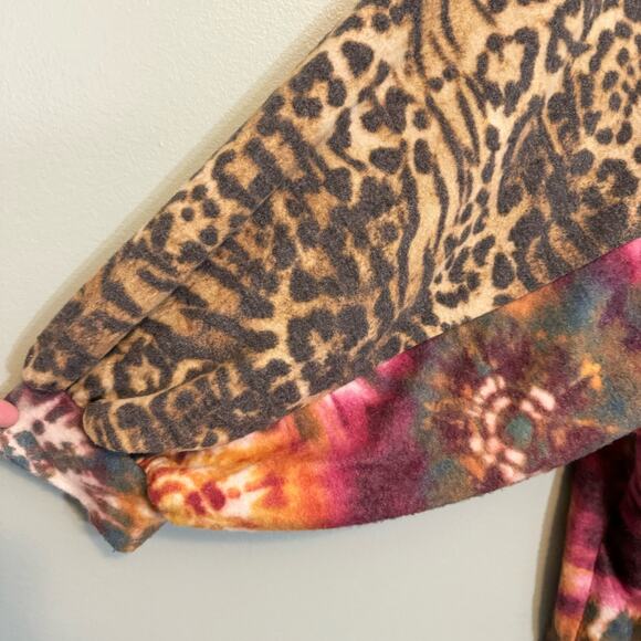 Yahada Top Womens 2X Plus Long Sleeve Tie Dye Cheetah Print Dolman Sleeve USA - Picture 5 of 8